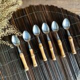 6 small vintage bamboo spoons