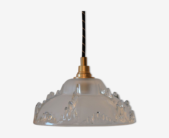 Suspension art nouveau en verre, accessoires dorés