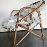 Rattan armchair vintage shell adult 1960