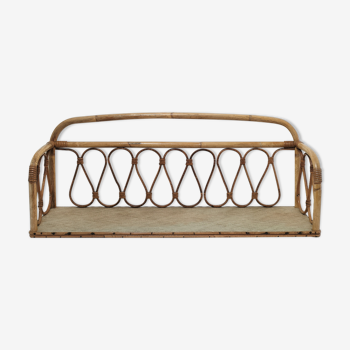 Shelf in curved bamboo and vintage rattan