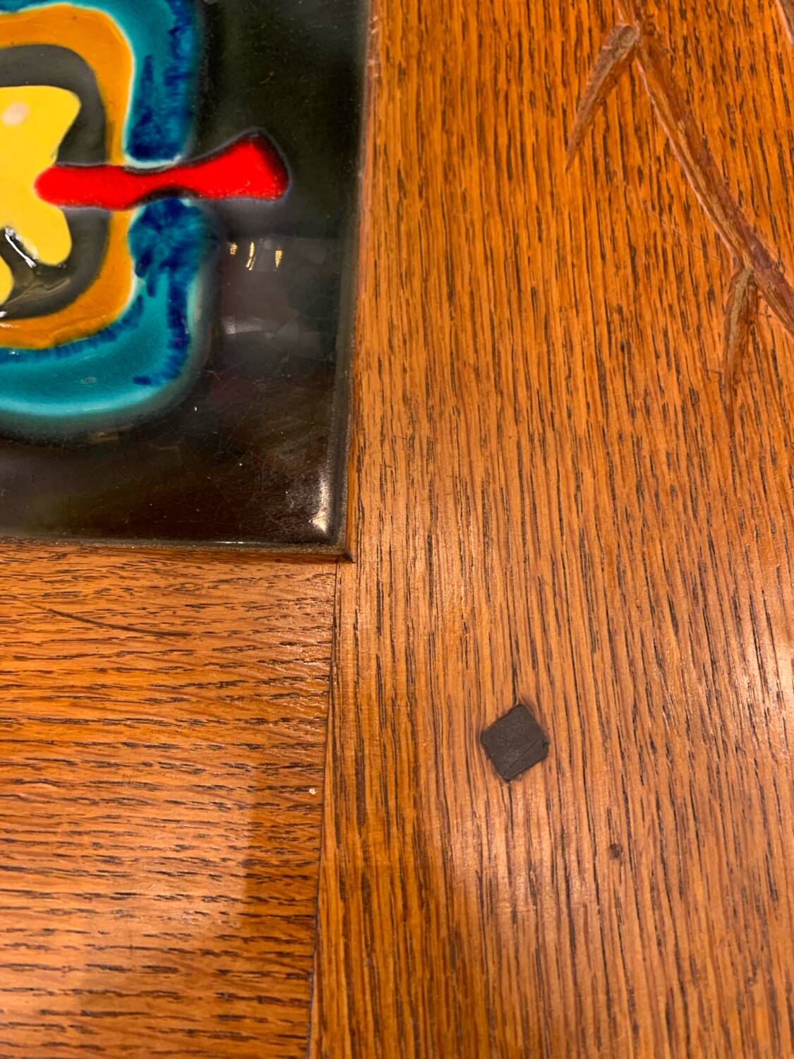 1950s coffee table in oak and ceramic tiles