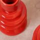 Pair of colorful poppy red ceramic candle holders
