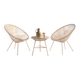 Set of 2 Armchairs + Glass Top Table