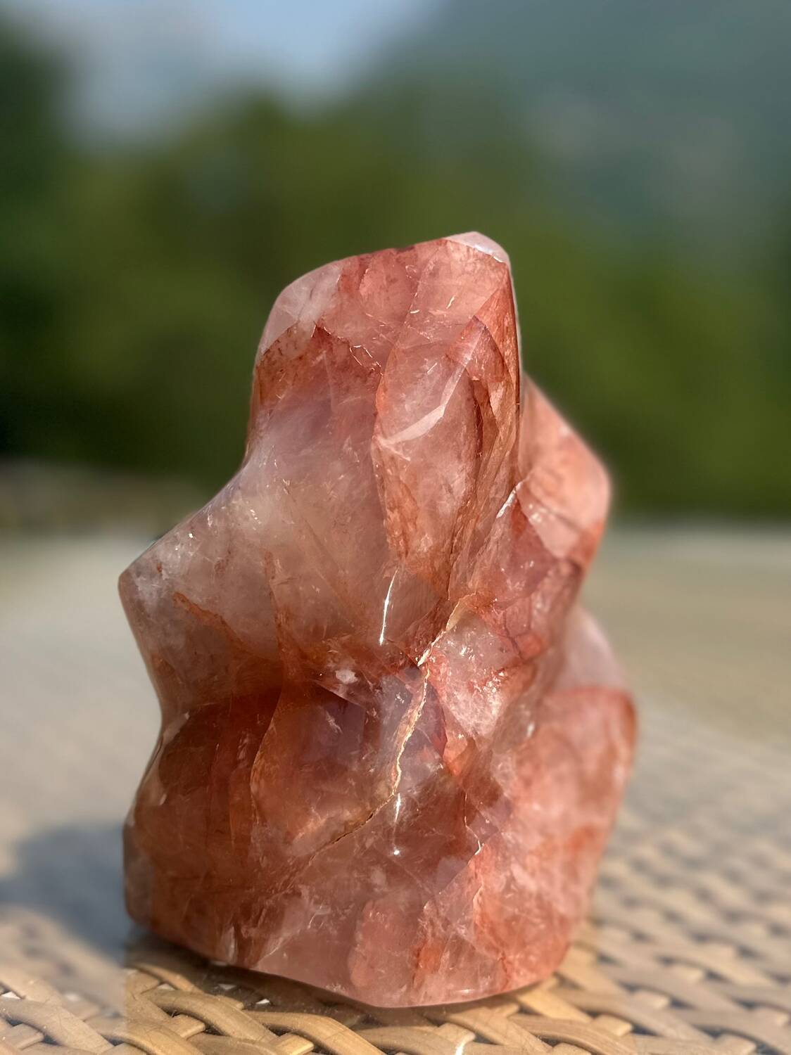 Hematoid Quartz Crystal Flame Sculpture
