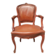 Louis XV style armchair covered in leather.