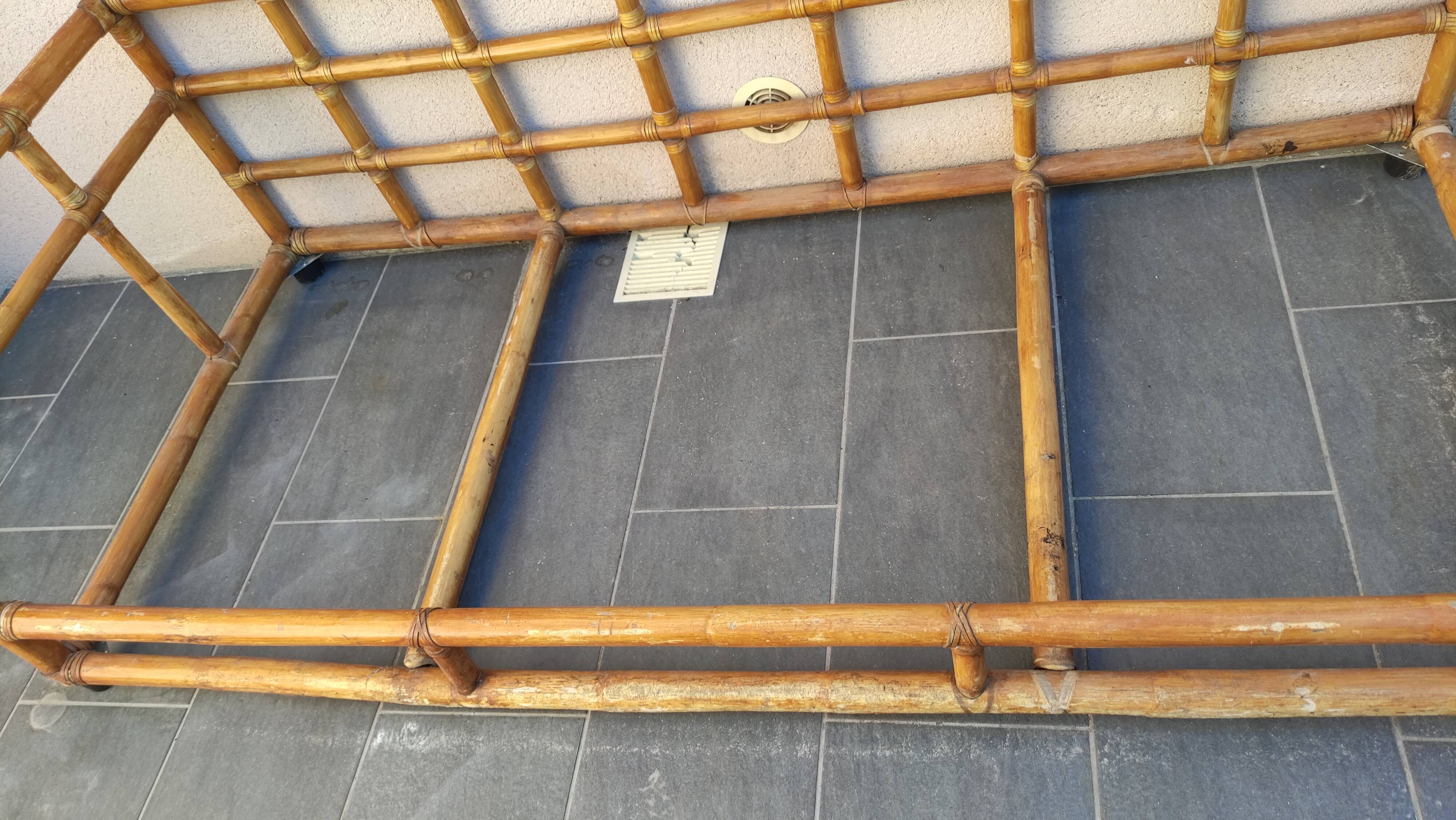 Large vintage rattan sofa bed