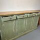 Buffet ancien patiné vert – 4 portes & 4 tiroirs – Plateau bois