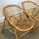 Mid-century French Riviera rattan lounge chairs – pair – 1960s organic design