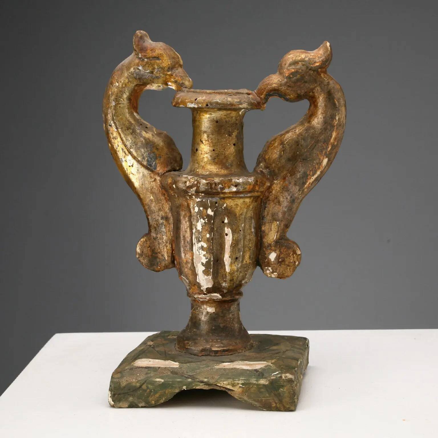 Antique vases in gilded and lacquered wood, Italy, 19th century