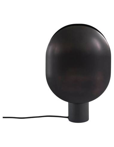 Black, oxidized aluminum table lamp, contemporary work.