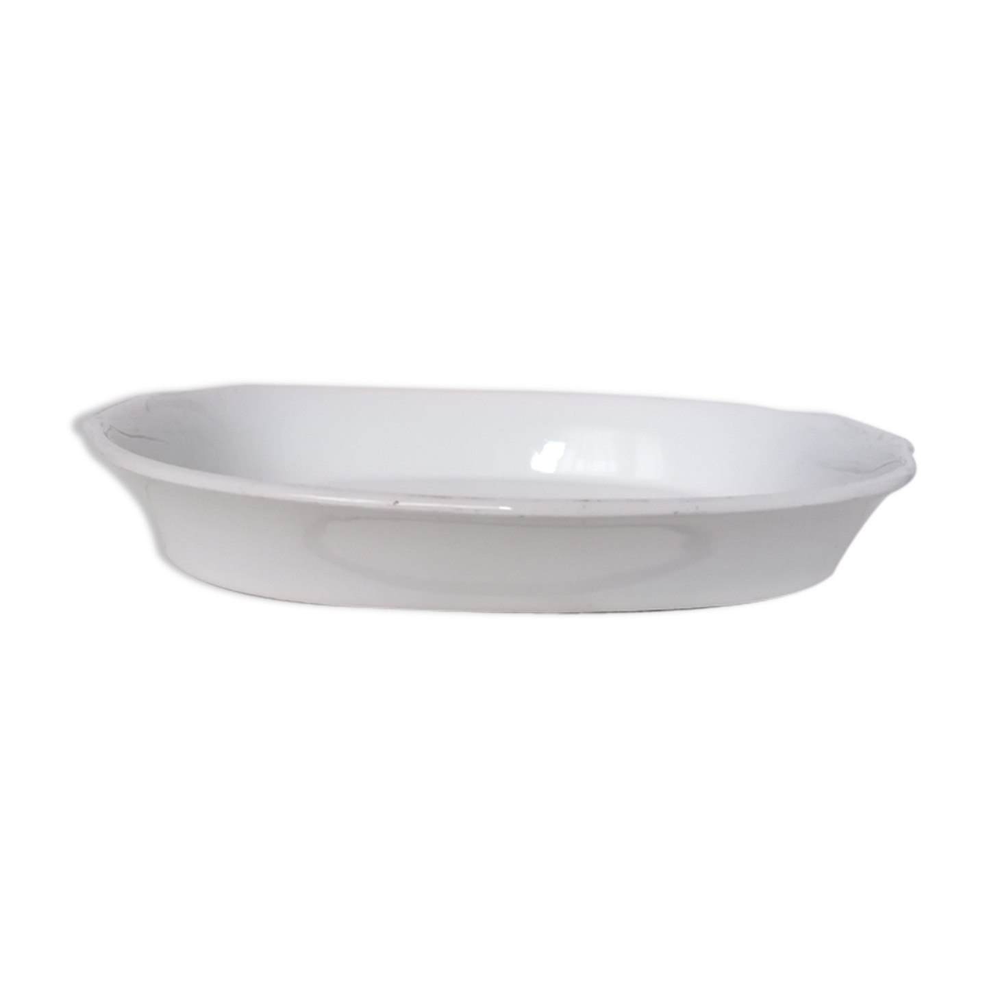 Aluminite Frugier gratin dish, porcelain with fire