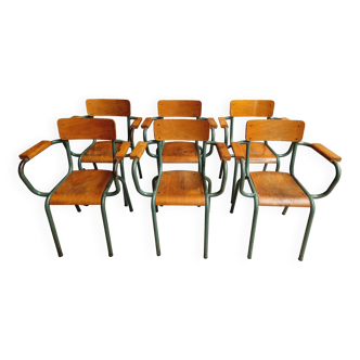 Old set of chairs school chairs stackable olive green no 10