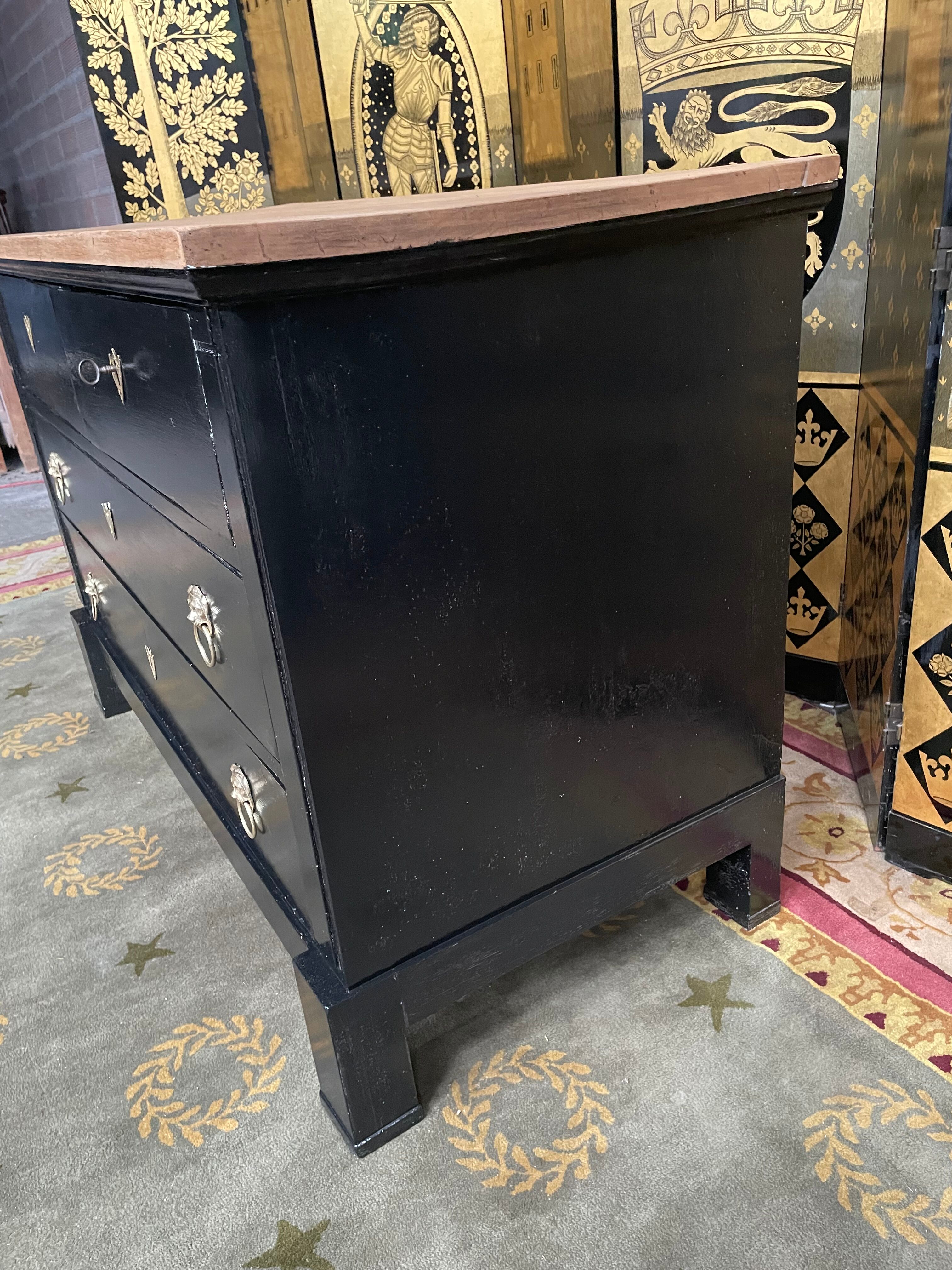 Restored Black Empire period chest of drawers
