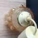 Suspension bulles en verre ambré irisé vintage années 70 forme tube