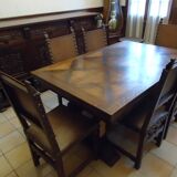 Dining table and 6 solid wood chairs from the 1950s.