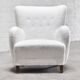 Fritz Hansen Model 1669 Lounge Chair In White Wool, Denmark 1940's