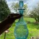 Old turquoise blue molded glass carafe