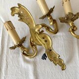 Paire d'appliques dorées style rocaille