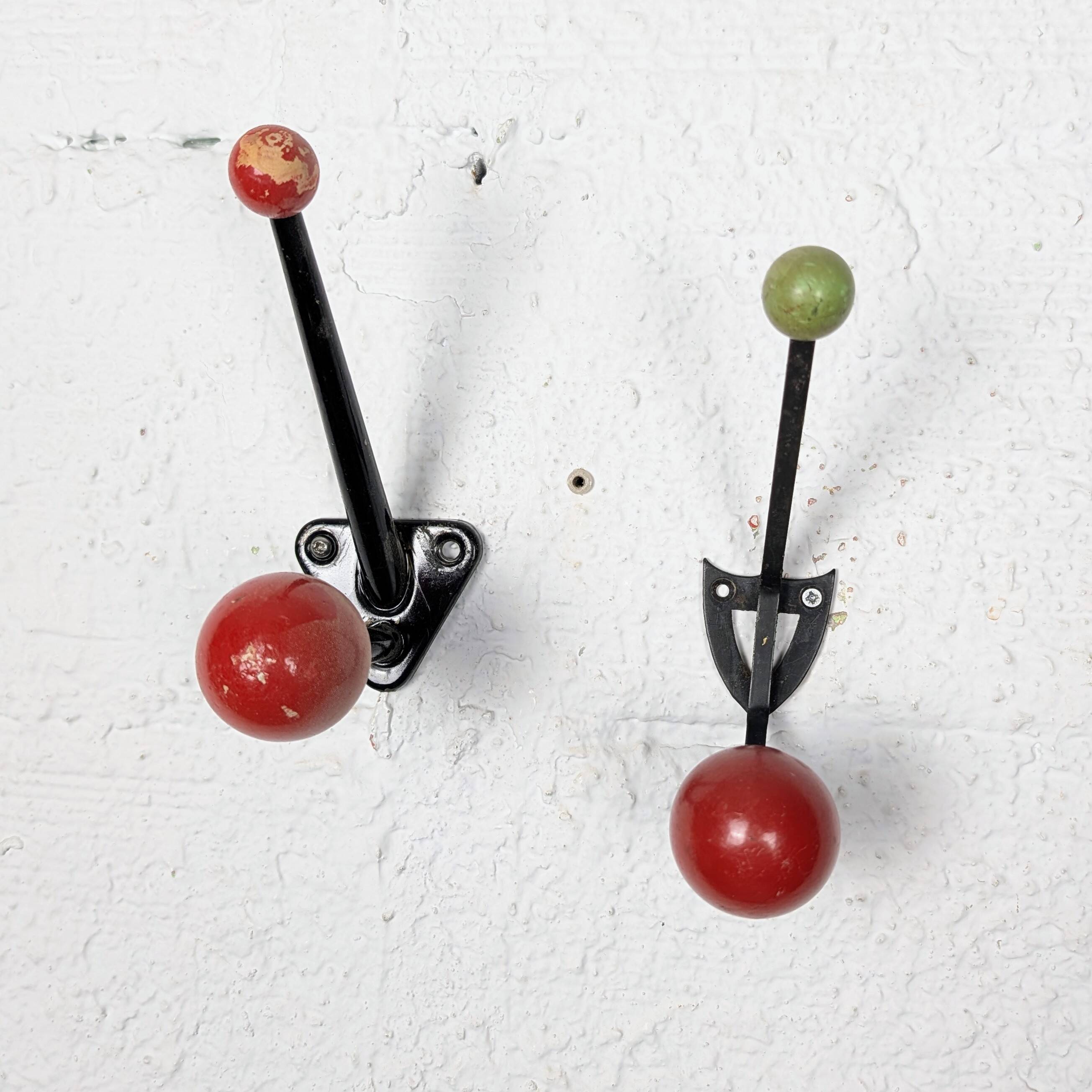 Vintage 1950 Wall Hook Metal and Lacquered Wood