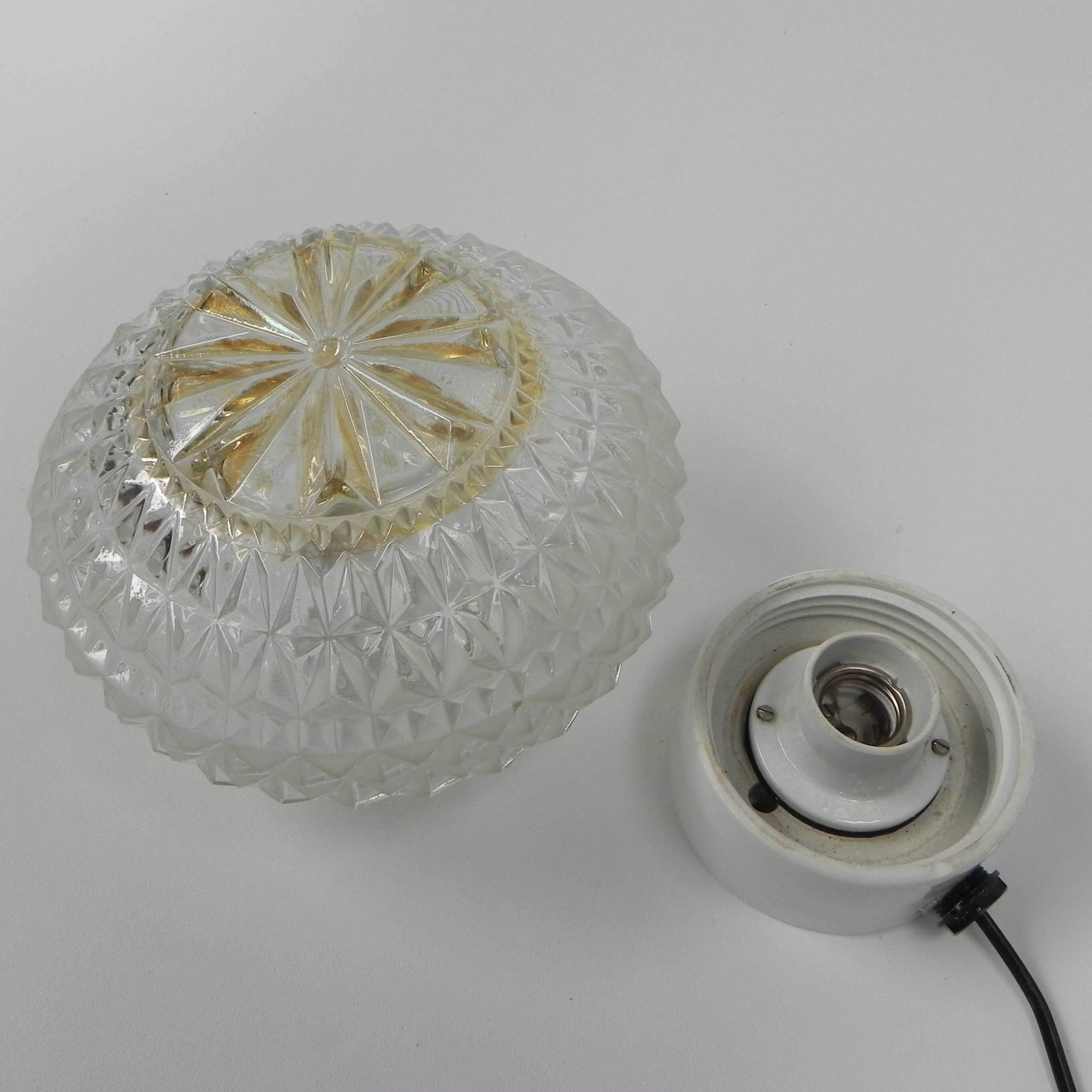 Vintage ceiling lamp with glass shade