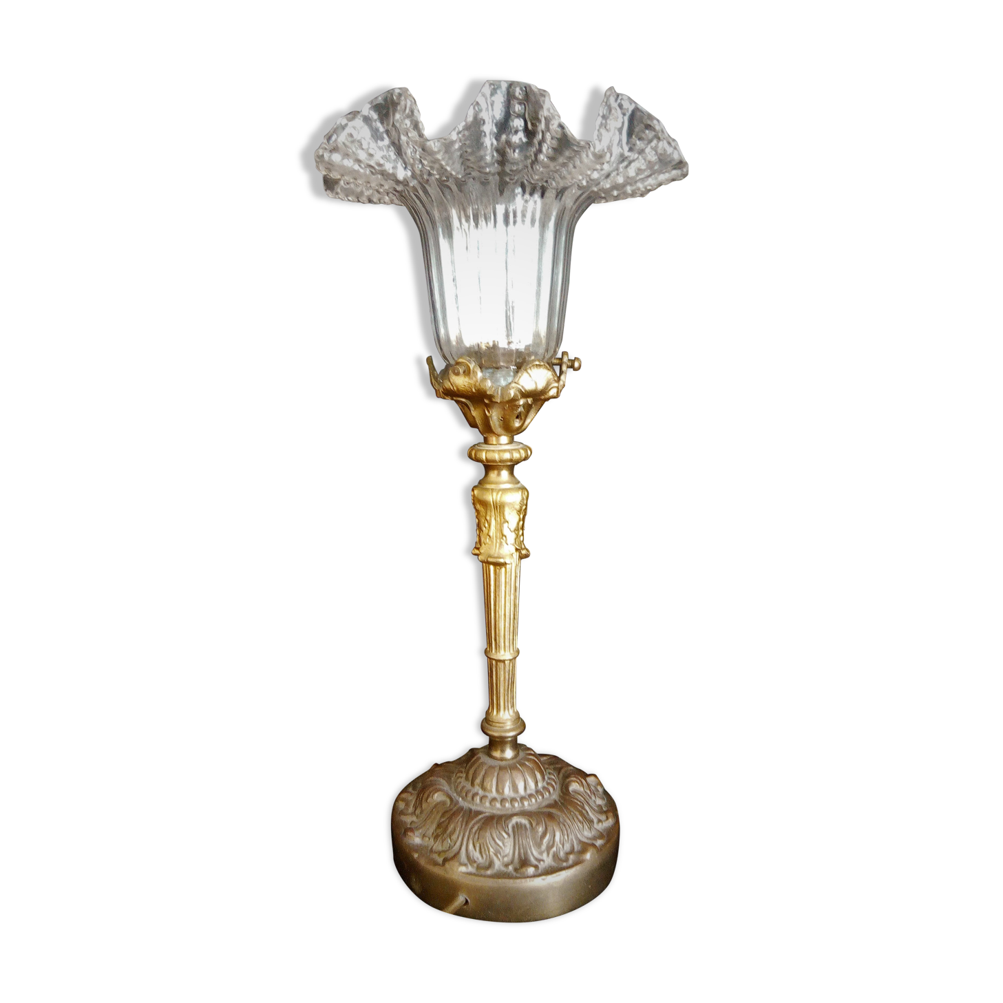 Bronze desk lamp Napoleon III style, crystal tulip, late nineteenth