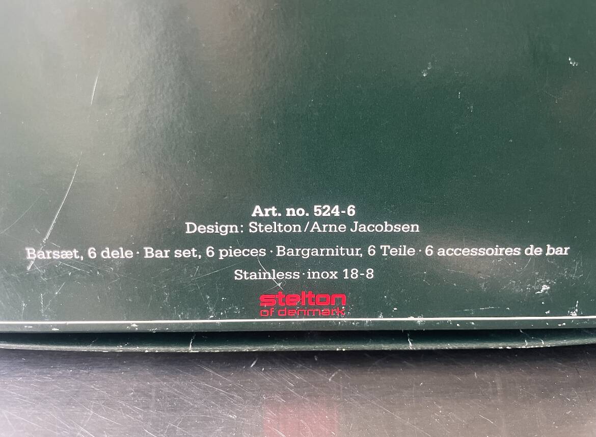 Vintage Stelton Bar Set Design Arne Jacobsen 6 pcs set Danish Design