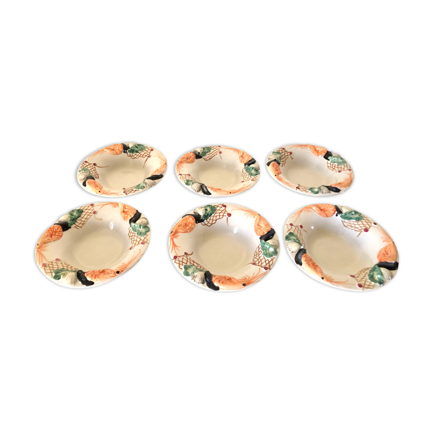 Set of 6 hollow plates in slip