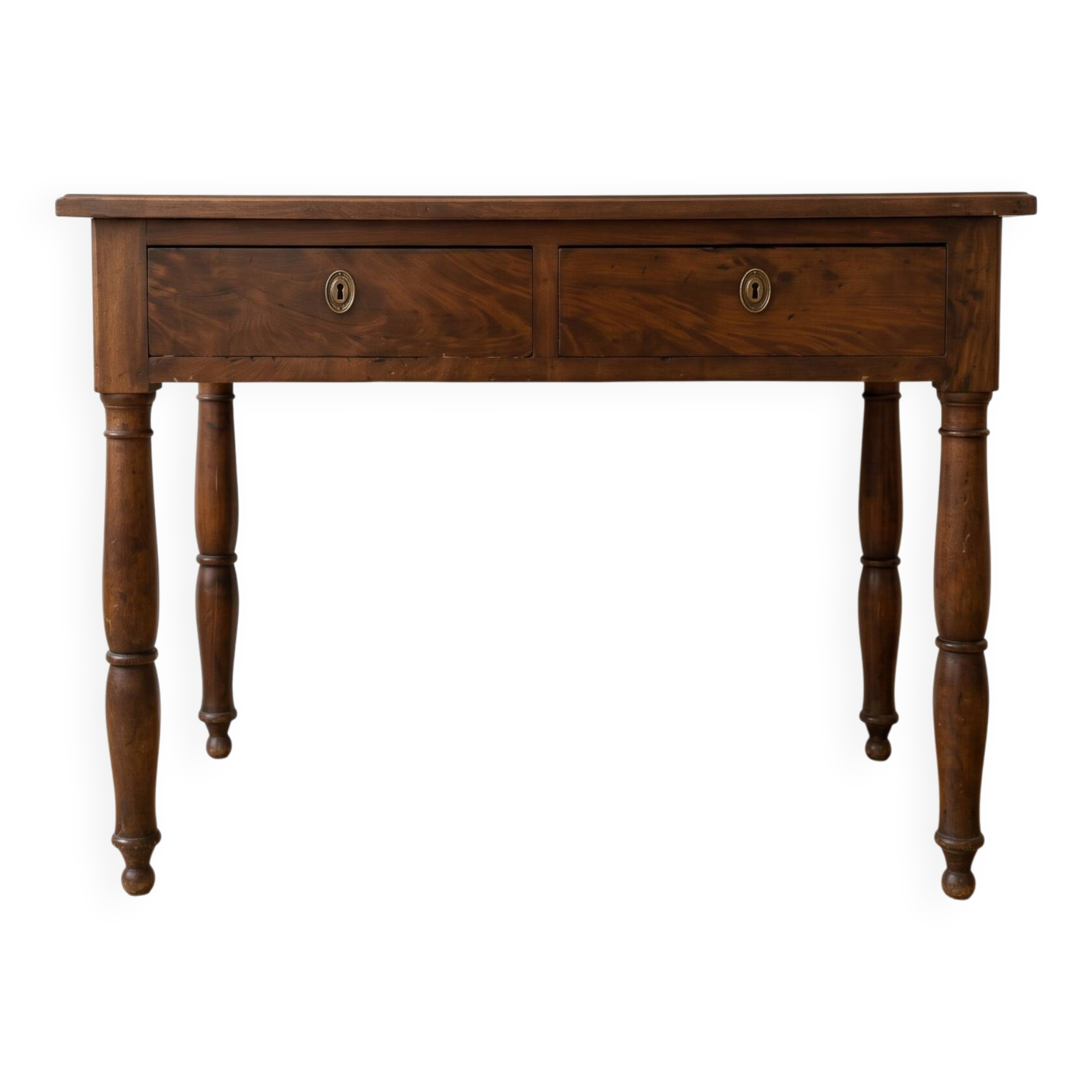 Antique wooden desk with two drawers