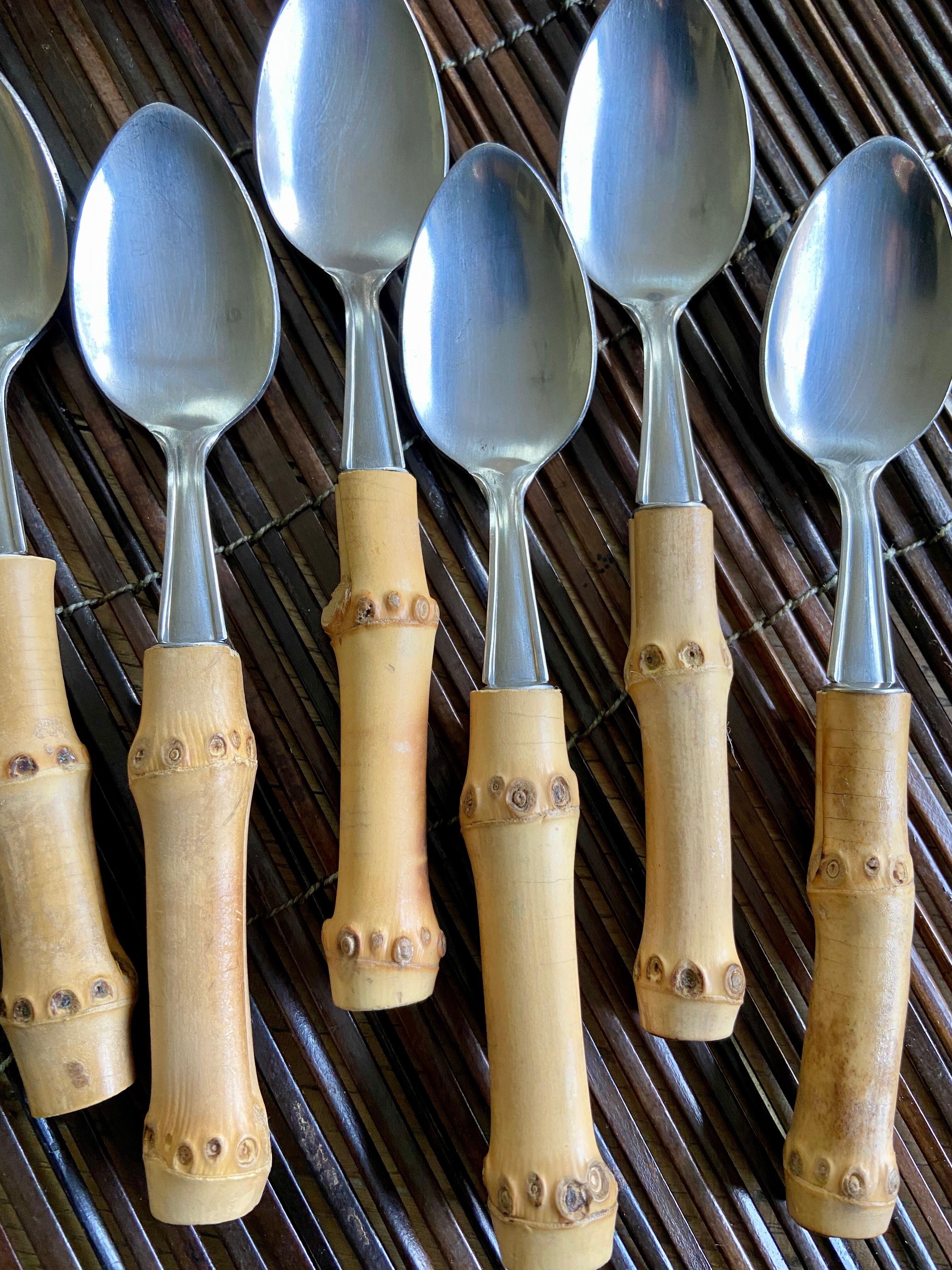 6 small vintage spoons Bamboo Japan