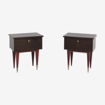 Duo of vintage bedside tables