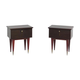 Duo of vintage bedside tables