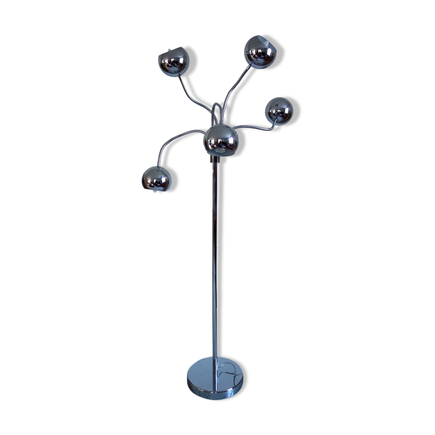 Floor lamp chrome spring 5 balls vintage