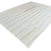9x12 White & Cream Modern Striped Kilim Rug, 268c358Cm
