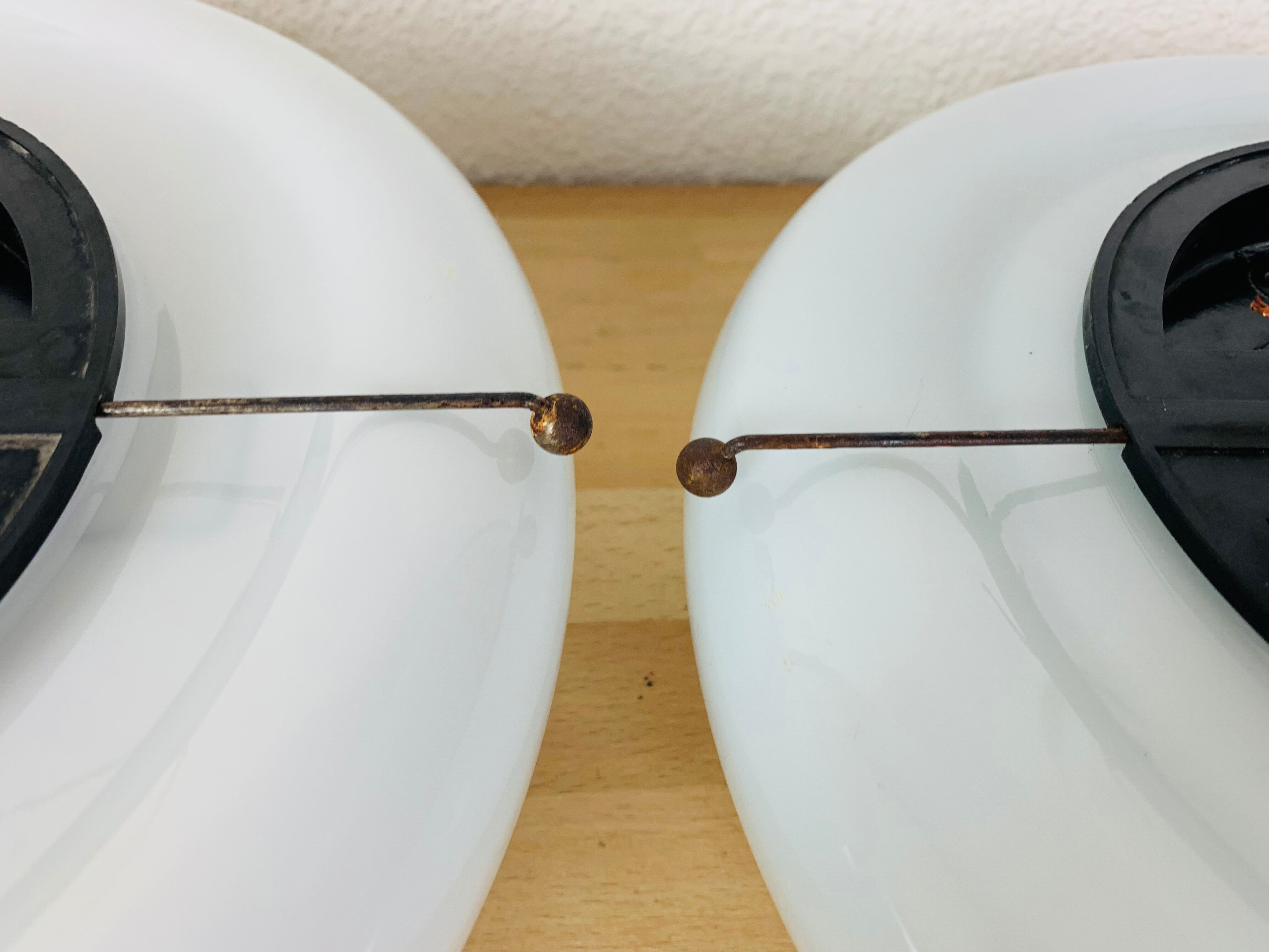 Pair of opaline wall lamps Regent half spheres 29 cm