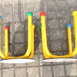 Set of 2 vintage children's stools in playful tubular metal produced by MMO Paris in 1999