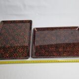 Two serving trays in vintage Japanese lacquer, "Kara-nuri"