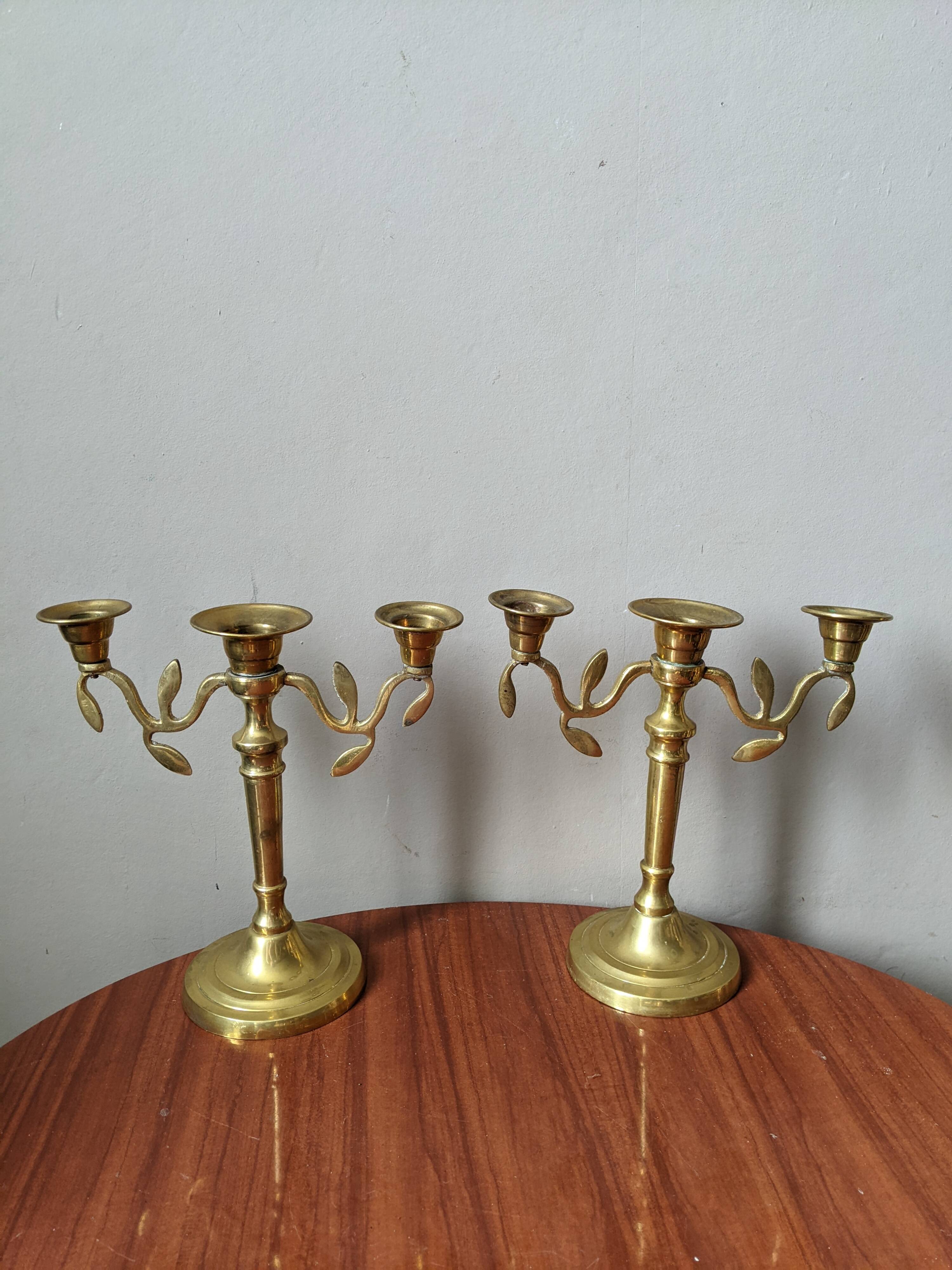 Pair of vintage bohemian country candlestick holders