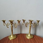 Pair of vintage bohemian country candlestick holders