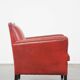 Fauteuil peint en rouge en cuir de mouton