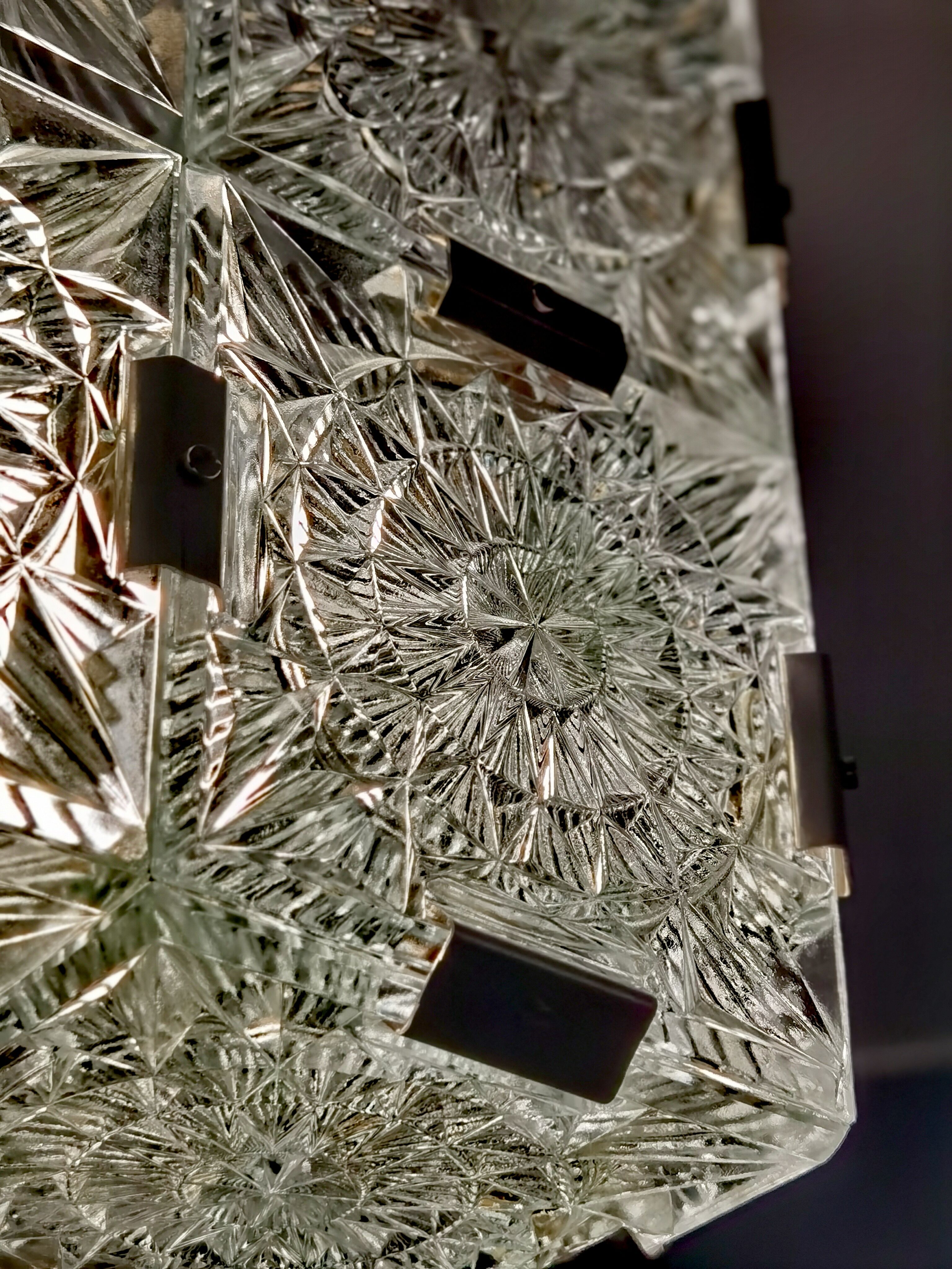 Glass faceted cube chandelier by Jaroslav Bejvl for Kamenicky Senov, year 1968