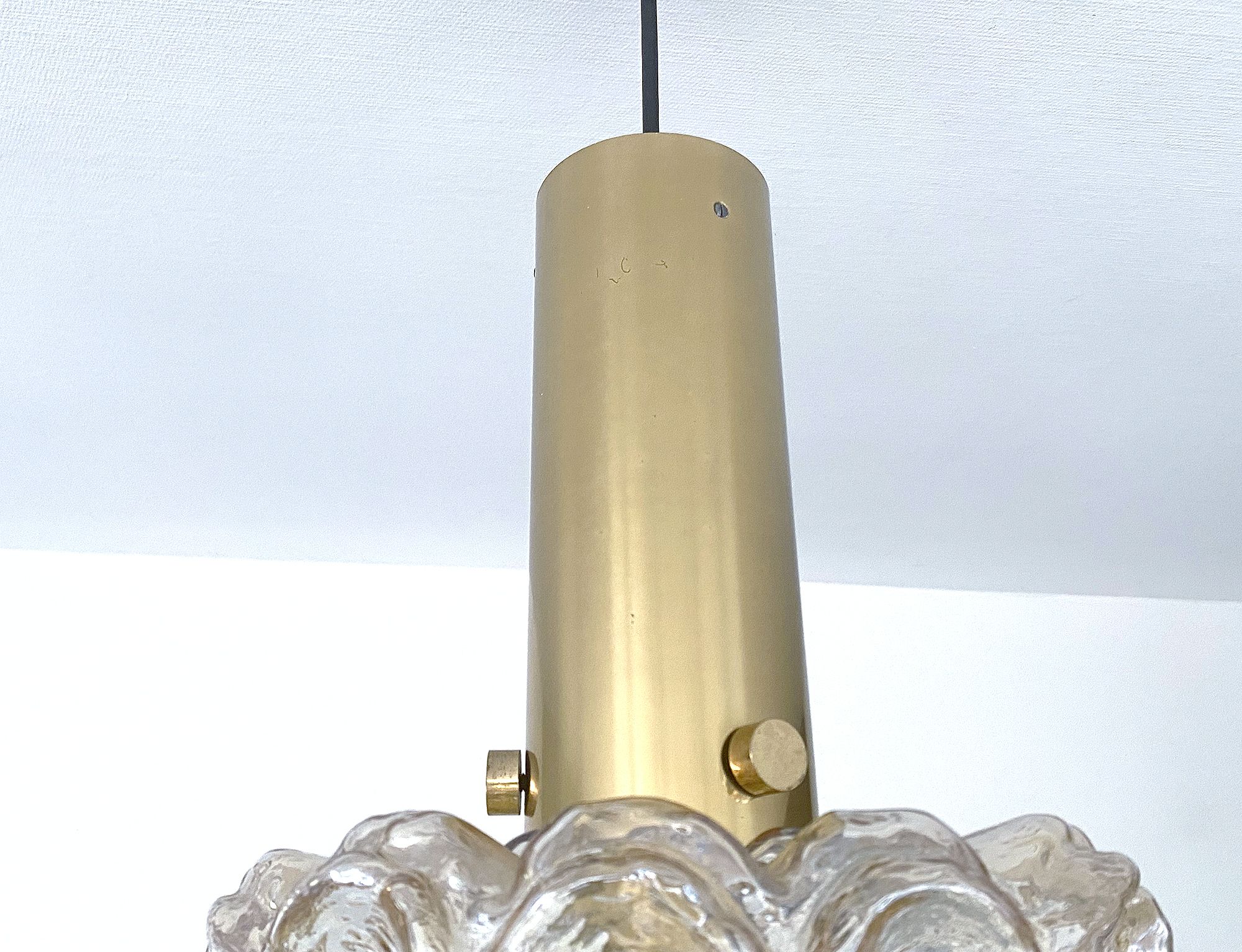 Vintage Pendant Lamp Limburg, Brass & Glass, 70s