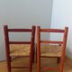 Children's straw chairs made of wood and straw.