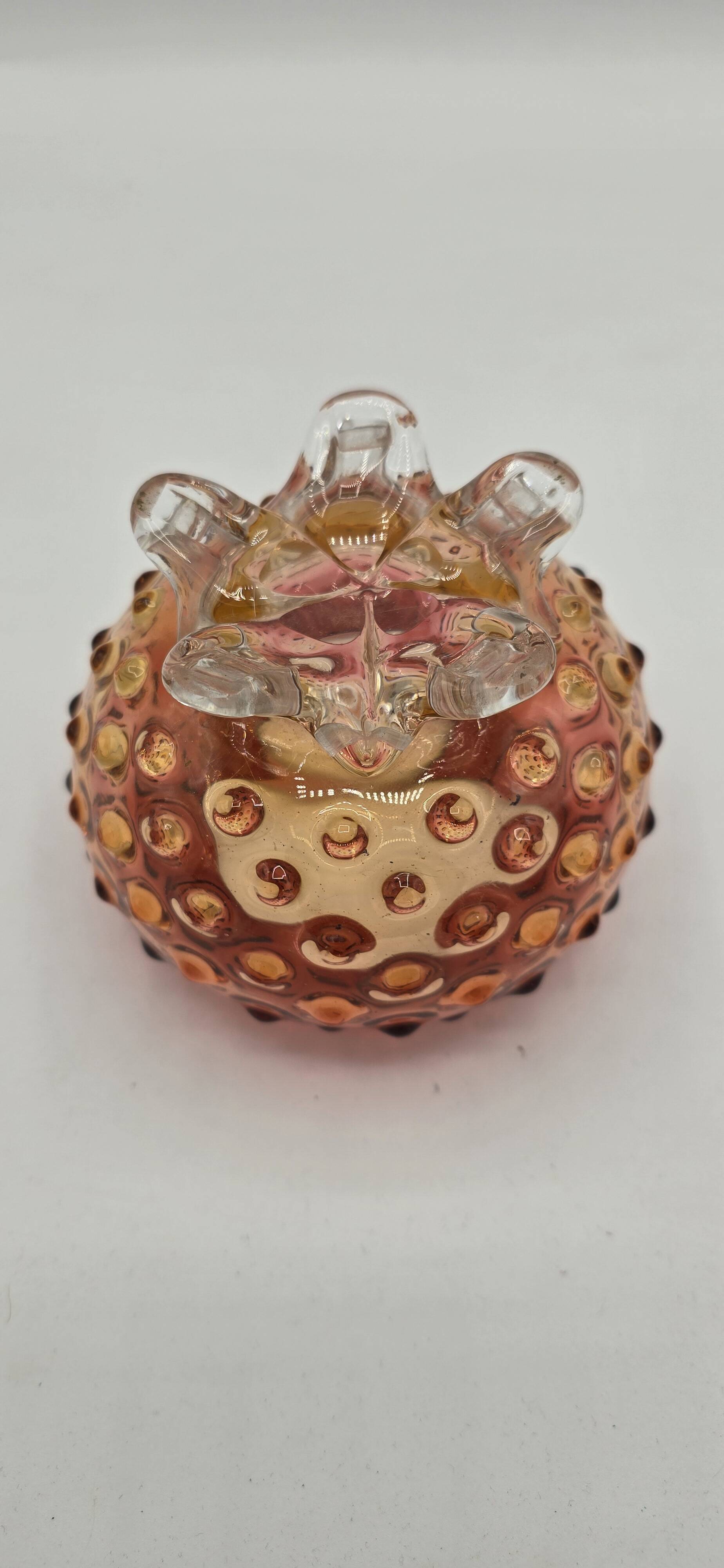 Bowl - glass pocket bowl with bubble decoration - Czechoslovakia, circa 19