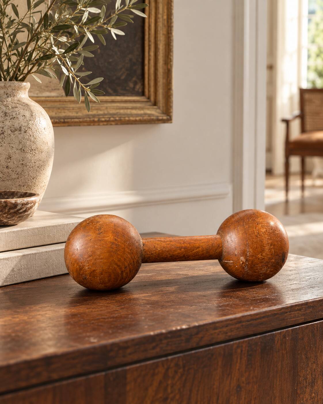 Antique Turned Wooden Dumbbell