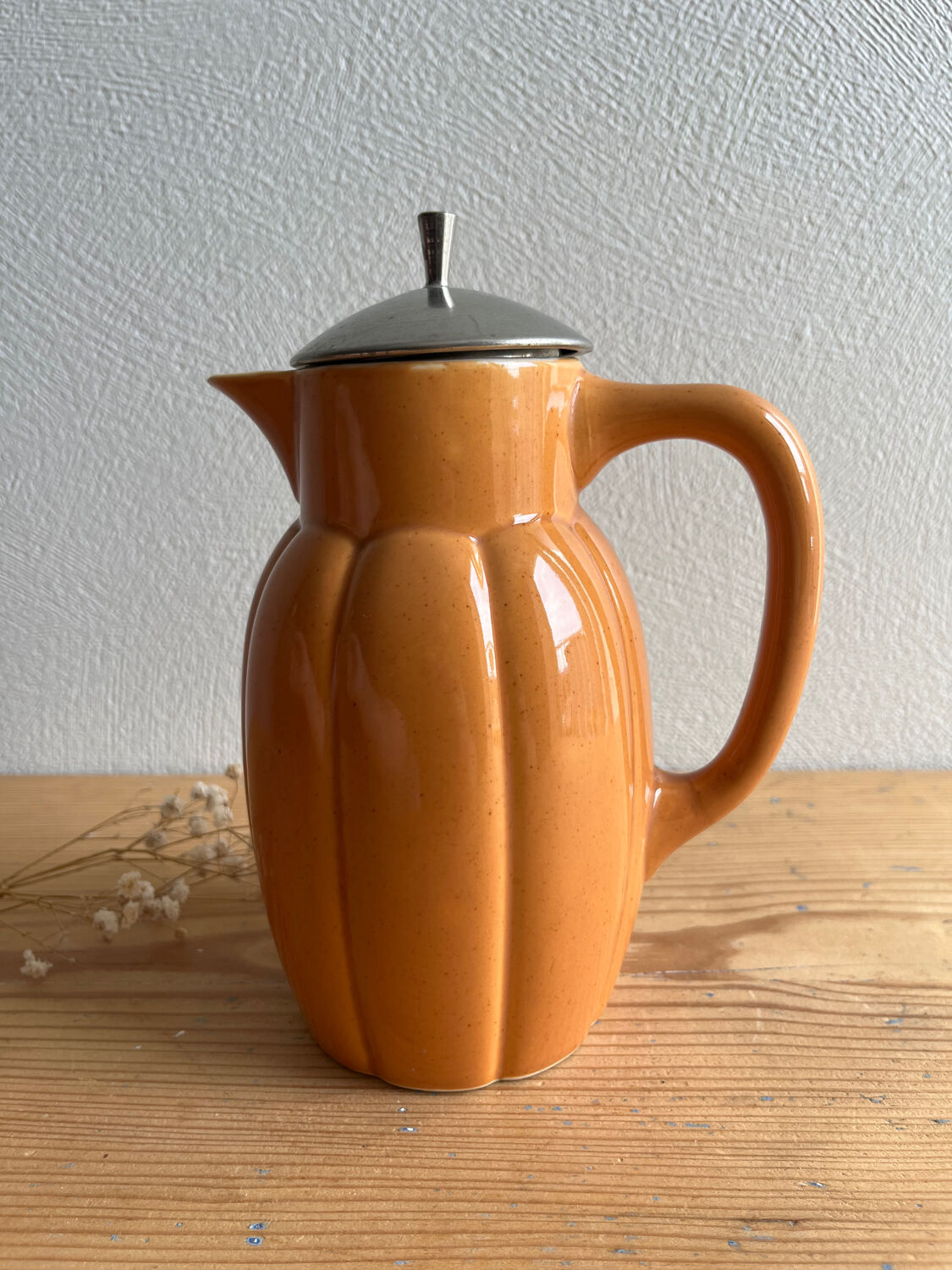 Teapot / jug / carafe / vintage earthenware pitcher in the style of Digoin Sarreguemines.