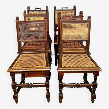 Set of six Renaissance style chairs.