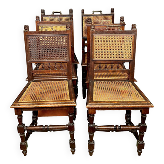 Set of six Renaissance style chairs.