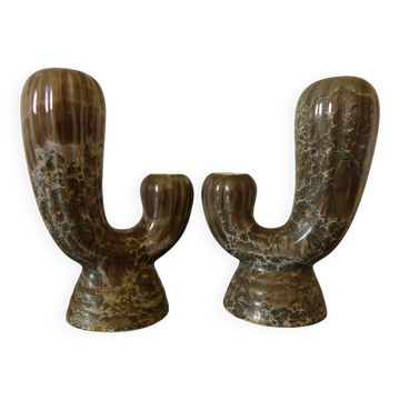 Pair of cactus candlesticks