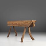 Rustic Tree Trunk Bench, France 1850s