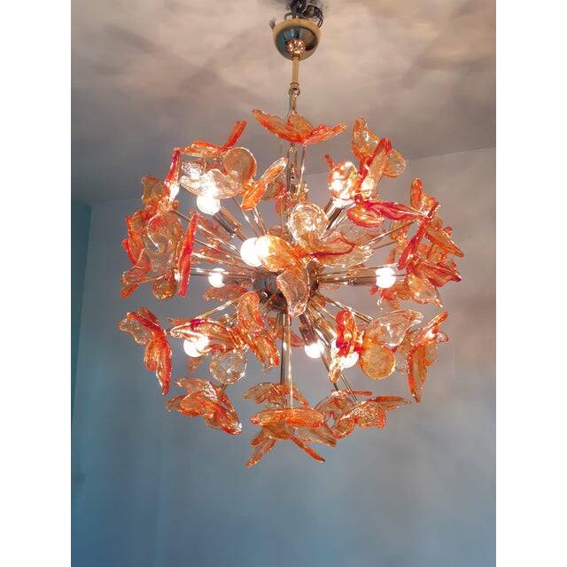 Italian Handmade Butterfly Sputnik Murano Style Glass Chandelier